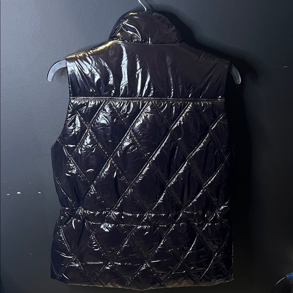 Michael Kors Black ✨ Glossy Diamond-Quilt Puffer Vest –w/  Cinch - Picture 9 of 10